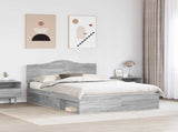 Bed Frame Grey Sonoma 150 x 200 cm Solid Pine Wood 3413295