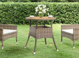 Garden Table 60x75 cm Acacia Wood and Poly Rattan Grey 310603