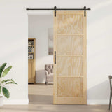 Sliding Door Manual Natural and black 83 x 232 cm 3333284