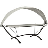 Outdoor Lounge Bed with Canopy Cream Steel and Oxford Fabric 317601