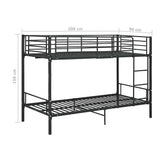 Bunk Bed Black Powder-coated metal 90x200cm mattress size Durable 287910