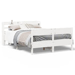 Bed Frame without Mattress White 135x190 cm Double Solid Wood Pine 3306943