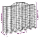 Arched Gabion Baskets 10 pcs 200x50x140/160 cm Galvanised Iron 3146370