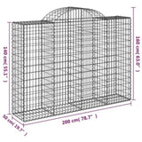 Arched Gabion Baskets 10 pcs 200x50x140/160 cm Galvanised Iron 3146370