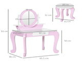 Kids Dressing Table Set, with Mirror, Stool, for Ages 3-6 Years - Pink T3398P422145