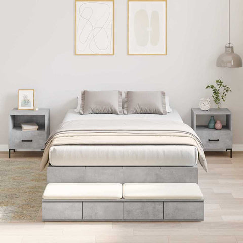 Storage Bed Frame with Door Concrete Grey 236.5 x 120 x 31.5 cm 3335632