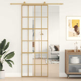 Sliding Door Gold 76x205 cm Clear ESG Glass and Aluminium 155172