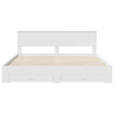 Bed Frame with Headboard White 200 x 200 cm Engineered Wood 3410854