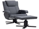 Rocker Swivel Recliner Chair with Footstool - Charcoal Grey Linen T3398P343466
