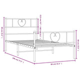 Metal Bed Frame without Mattress with Footboard White 75x190cm 355520