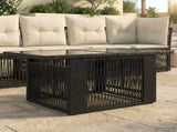 Garden Table Black 100 x 55 x 37 cm PE Rattan and Glass 42035136