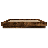 Bed Frame with LED Lights without Mattress Smoked Oak 150x200cm 3281095
