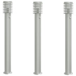 Outdoor Floor Lamps with Sensors 3pcs Silver 110cm Stainless Steel 4006368