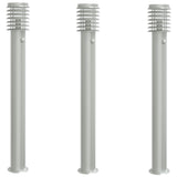 Outdoor Floor Lamps with Sensors 3pcs Silver 110cm Stainless Steel 4006368