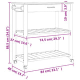 Kitchen Trolley MONZA 84x40x88.5 cm Solid Wood Pine 376101