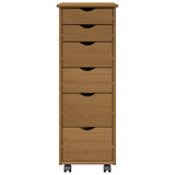 Rolling Cabinet Honey Brown 34 x 39 x 93.5 cm Solid Pine Wood 42028364