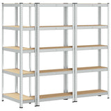 5-Layer Storage Shelves 3 pcs Silver Steel&Engineered Wood 4016939