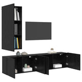 TV Wall Unit Wall-mounted 5 pcs Black oak Engineered Wood 3402778