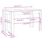 ZNTS Dining Table High Gloss White 120x60x76 cm Engineered Wood 800762