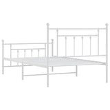 Metal Bed Frame without Mattress with Footboard White 107x203cm 353600