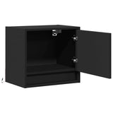 ZNTS Wall-mounted Bedside Cabinets with LED Lights 2 pcs Black 852078