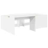 Kids'High Bed Frame with Desk White and Blue Engineered Wood 3423679