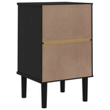 Bedside Cabinet SENJA Rattan Look Black 40x35x65 cm Solid Wood Pine 358015