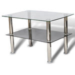 ZNTS Coffee Table Glass 2 Tiers 240341