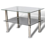 ZNTS Coffee Table Glass 2 Tiers 240341