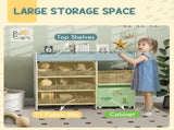 Kids Toy Storage Unit with 11 Bins, Cabinet, Top Shelves, 3 Stickers, for Nursery, Playroom, White T3398P379046
