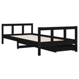 Kids Bed Frame with Drawers Black 90x200 cm Solid Wood Pine 834410