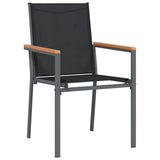 7 Piece Garden Dining Set Black Textilene and Steel 3187038