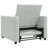 Pull out Sofa Bed Single Light grey 90 x 165 x 87 cm Velvet 42002697