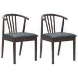Dining Chair 2 pcs Light Brown and Black Solid Rubberwood 42020394