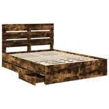 Bed Frame with Drawer Smoked Oak 140 x 190 cm Engineer Wood 3411836