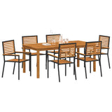 Garden Dining Set 7 pcs Black Solid Acacia Wood 3365541