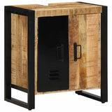 Bathroom Furniture Set 4 pcs Brown and Black Solid Mango Wood 3305658