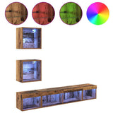 TV Wall Units with LED with LED 5 pcs Old wood Engineered Wood 3403577
