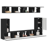 TV Cabinet Set Wall-mounted 5 pcs Black Engineered Wood 3409088