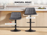 Set of 2 Leathaire Tub Bar Stools - Charcoal Grey T3398P423551