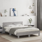 Bed Frame with LED without Mattress Grey Sonoma 150x200 cm King Size 3207544