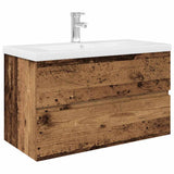 Sink Cabinet with Built-in Basin and Faucet Old Wood 3328933