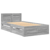 Bed Frame with Headboard without Mattress Grey Sonoma 75x190 cm Small Single 3295623