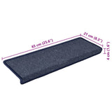 Stair Mats 15 pcs 65x21x4 cm Dark Grey and Blue Rectangular Edge 326195