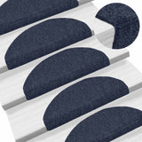 Stair Mats Self-adhesive 30 pcs 65x21x4 cm Blue Half Round Large 3365660