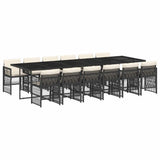 13 Piece Garden Dining Set with Cushions Black Poly Rattan 3210942