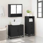 ZNTS 3 Piece Bathroom Furniture Set Black Engineered Wood 3301045