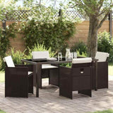 Garden Dining Set 5 pcs Brown Poly Rattan 3380603