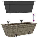 ZNTS Planters with hooks 2 pcs Grey Poly Rattan 366400