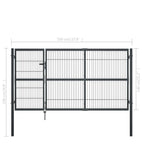 Garden Gate with Posts Steel 350x140 cm Anthracite 144401